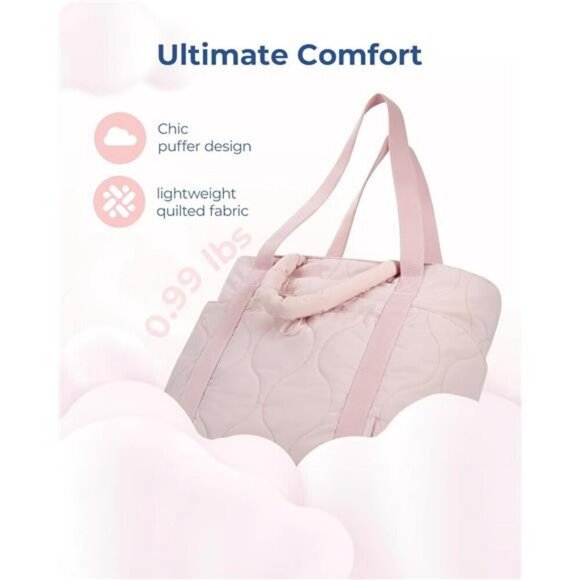 BAGSMART Puffer Tote Bag Quilted Travel Shoulder Bag Large Zipper Handbag - Picture 5 of 7